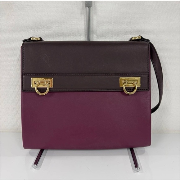 Salvatore Ferragamo Handbags - Authentic Salvatore Ferragamo Bicolor Leather Gancini Mya Crossbody Bag